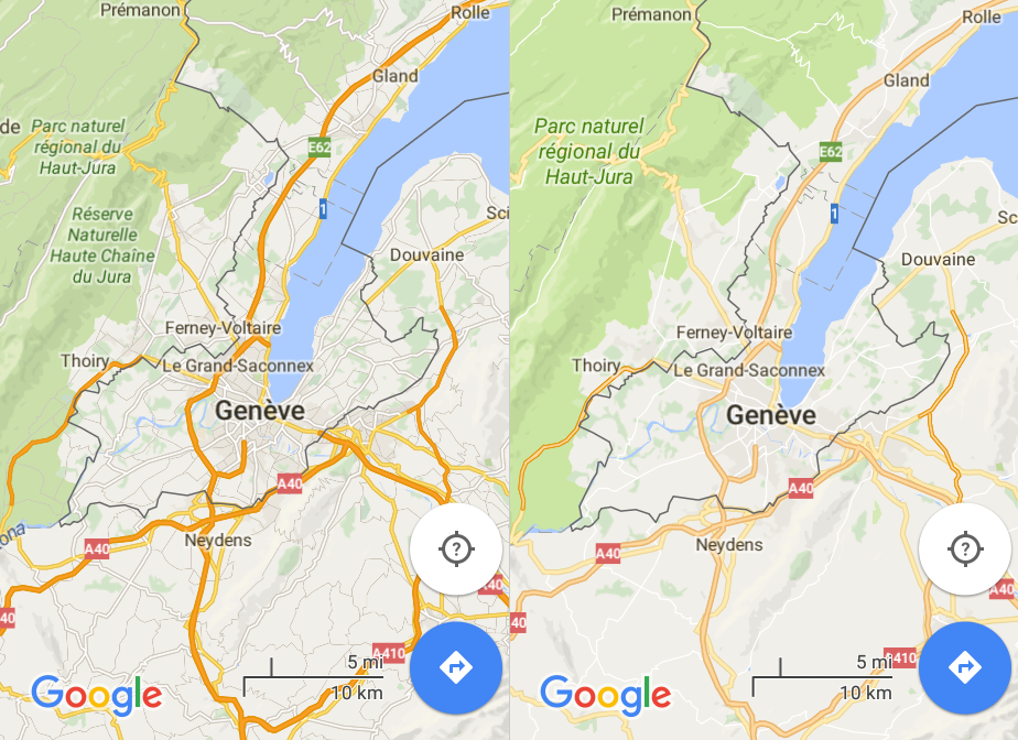 Google Maps comparison 2004-2016 (left) and current (right).