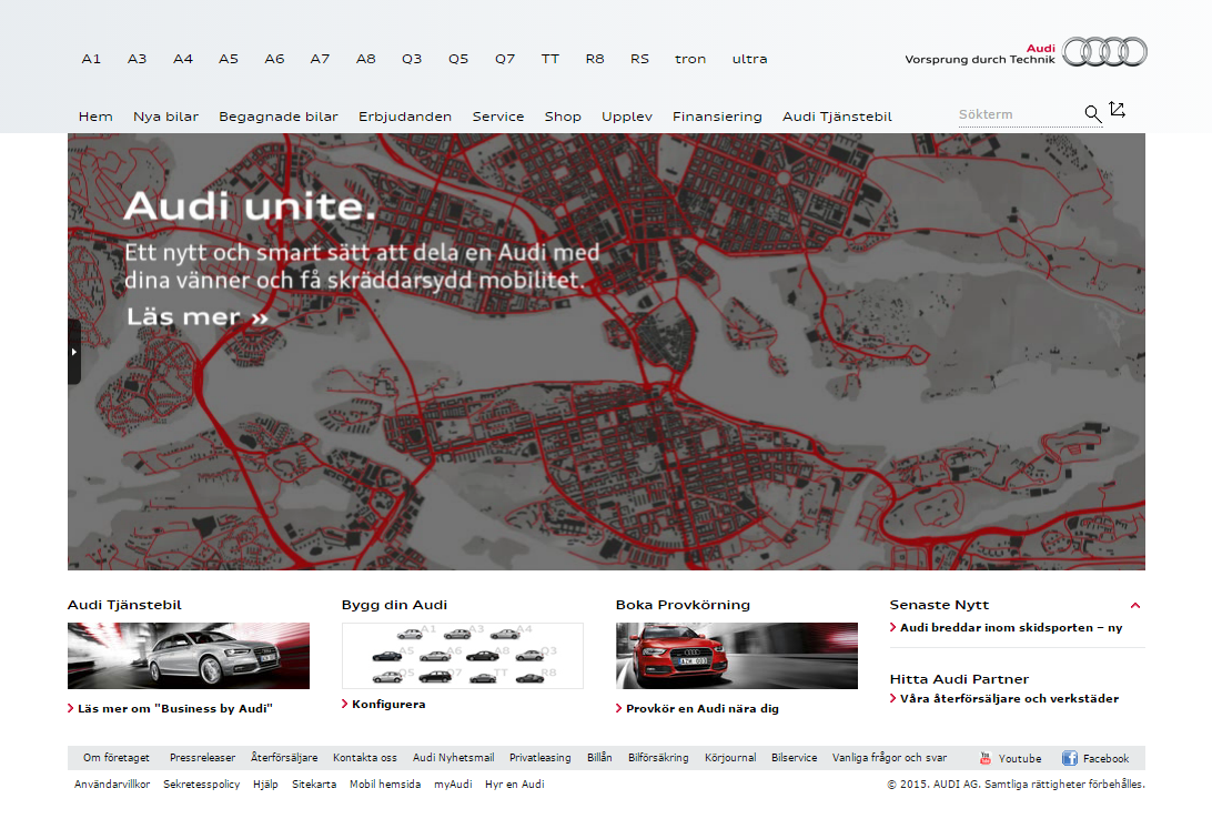Audi.se website printscreen with some blurry and fuzzy elements